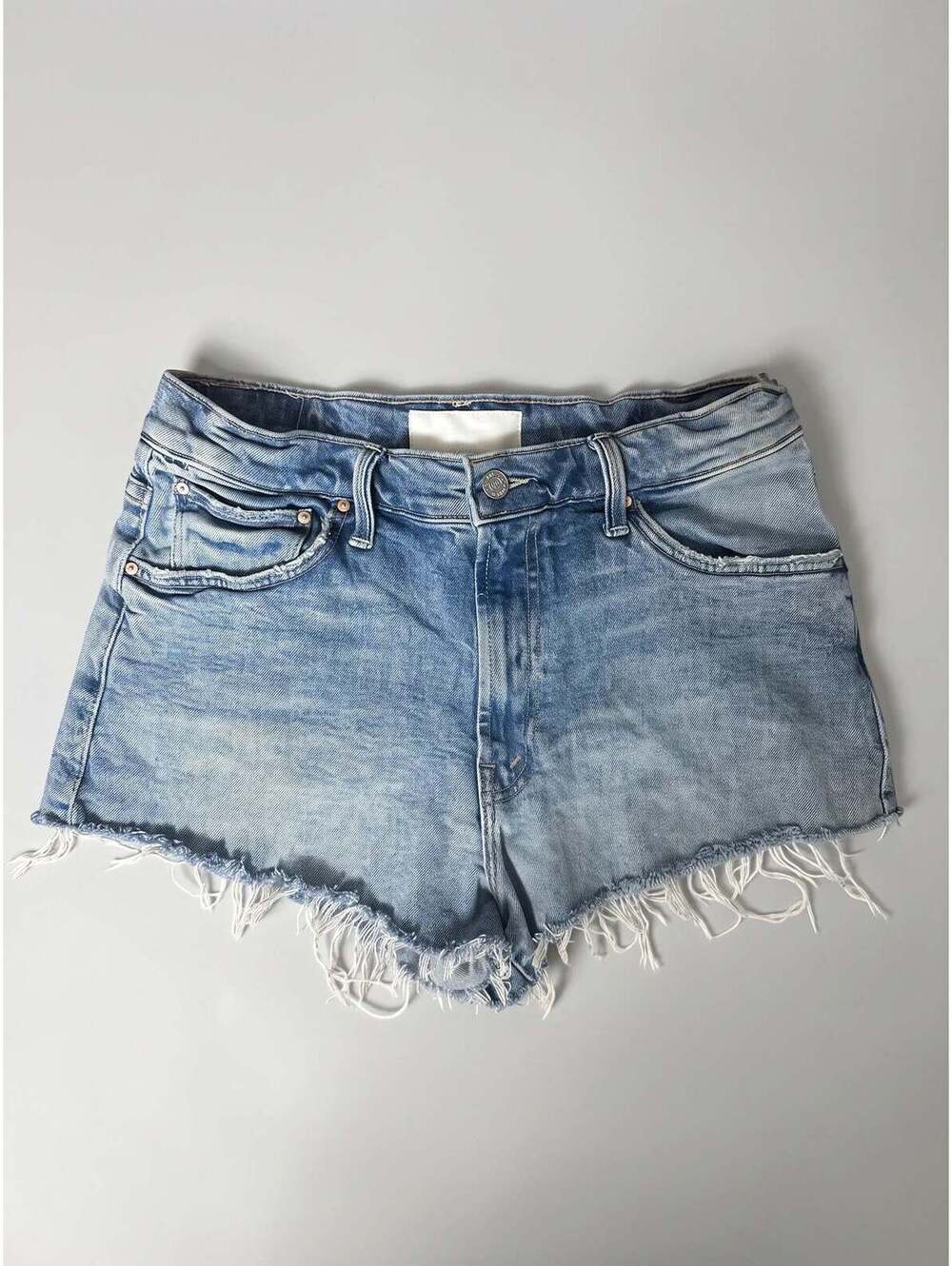 12. MOTHER Superior Light Wash Raw Hem Cutoff Shorts Size 27 Pre-Loved MSRP $198